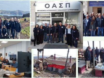Επίσκεψη Ιταλών εμπειρογνωμόνων της Ιταλικής Πολιτικής Προστασίας στον ΟΑΣΠ και στη Σαντορίνη, στα πλαίσια του προγράμματος Exchange of Experts, για τον ηφαιστειακό κίνδυνο